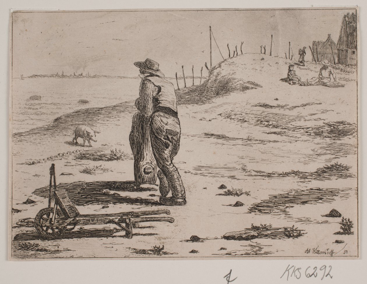 Paysage côtier avec pêcheur debout - Johan Adolph Kittendorff