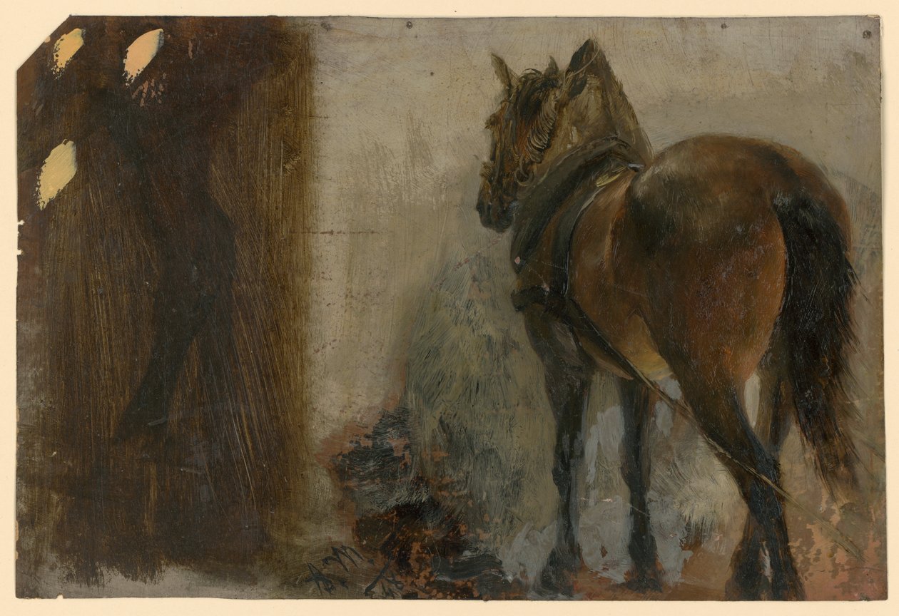 Cheval attelé - Adolph Menzel