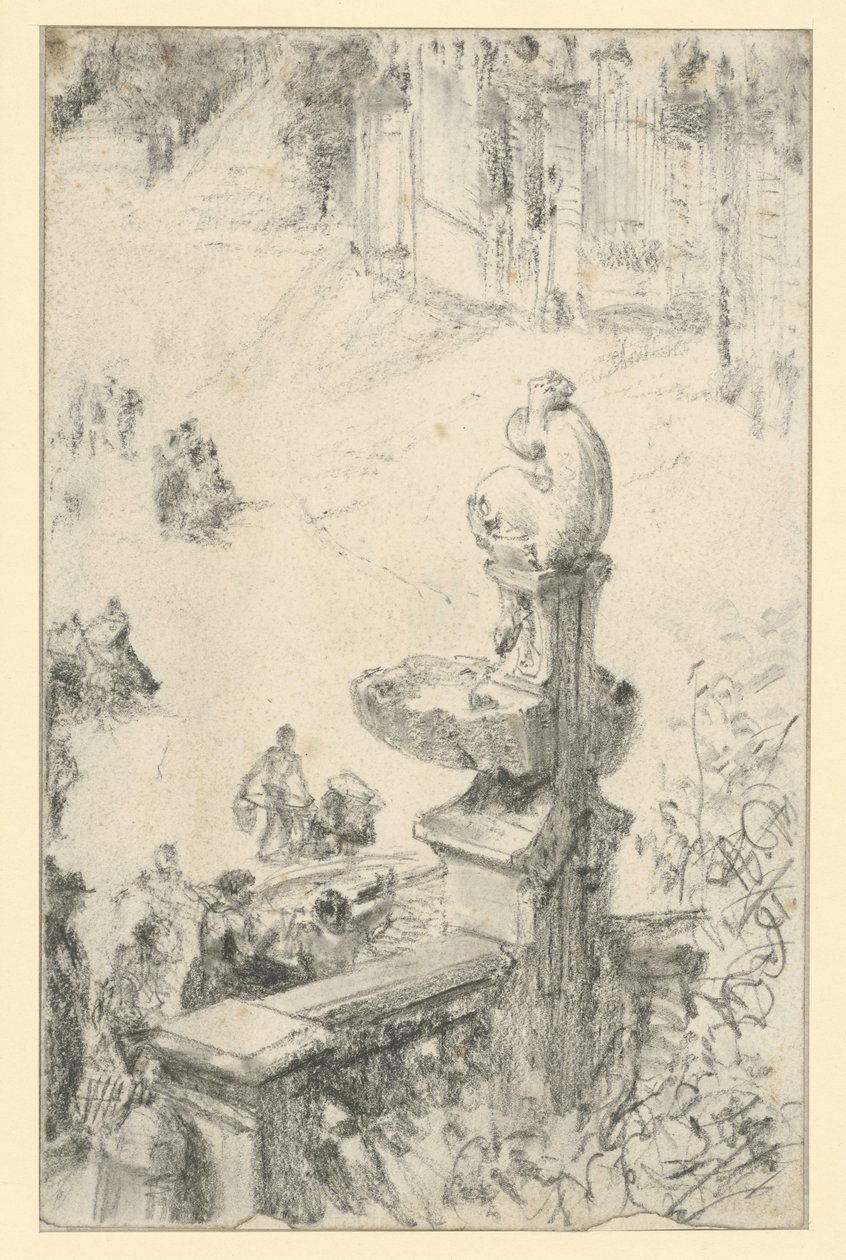 Fontaine baroque à Dresde () - Adolph Menzel