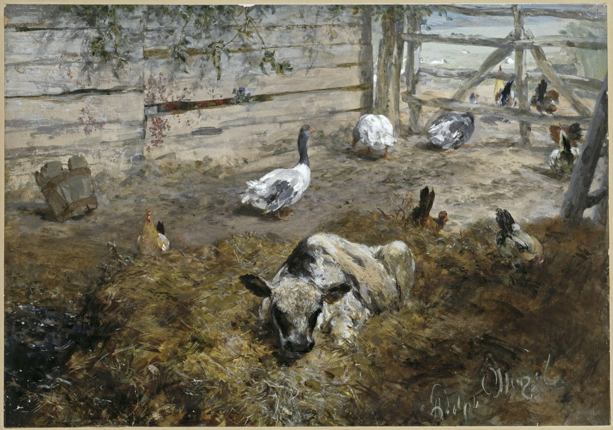 Le veau avec les poules et les oies. Extrait de « L