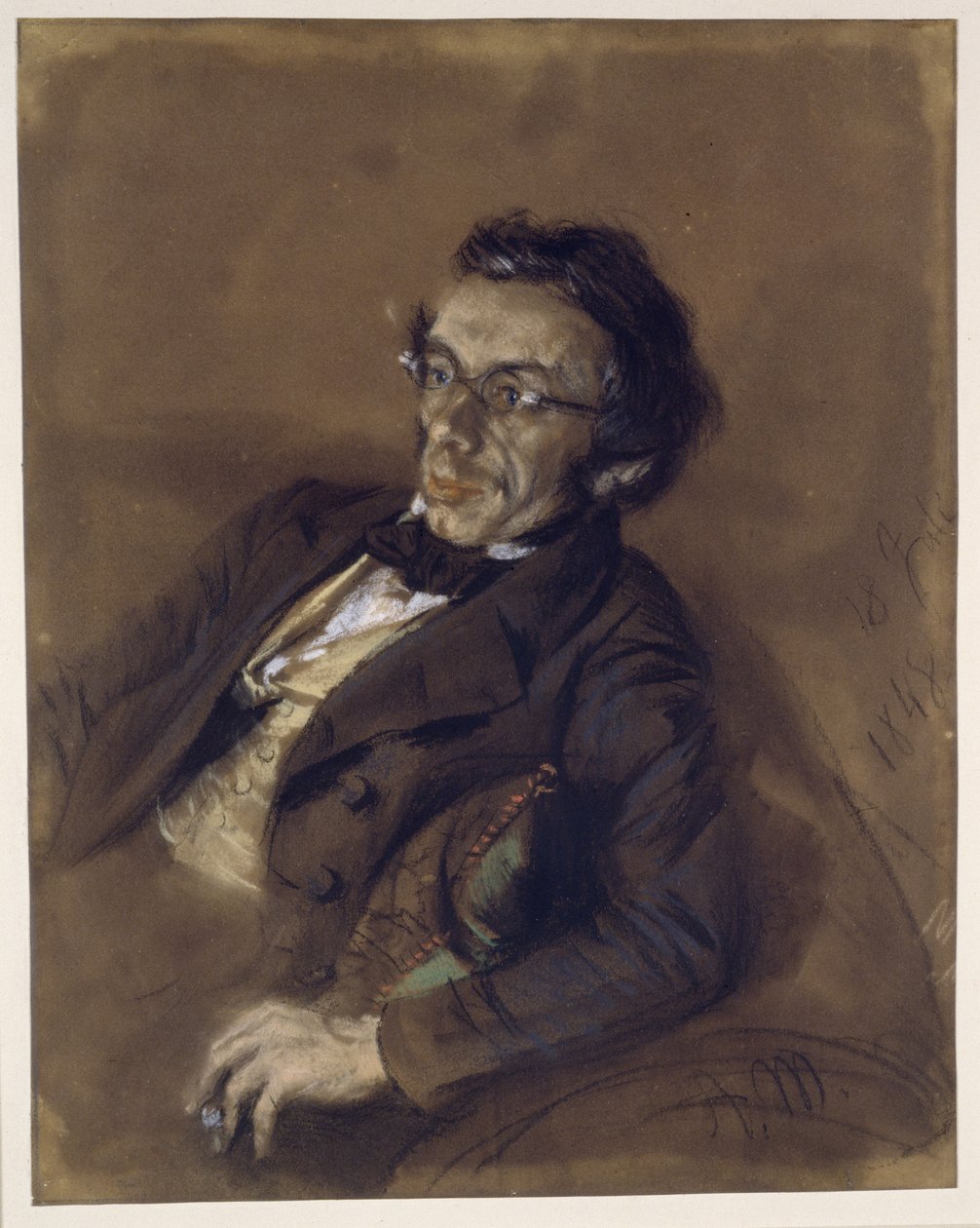 Le Dr R. Eitner assis sur un canapé, en demi-figure, tourné vers la gauche - Adolph Menzel