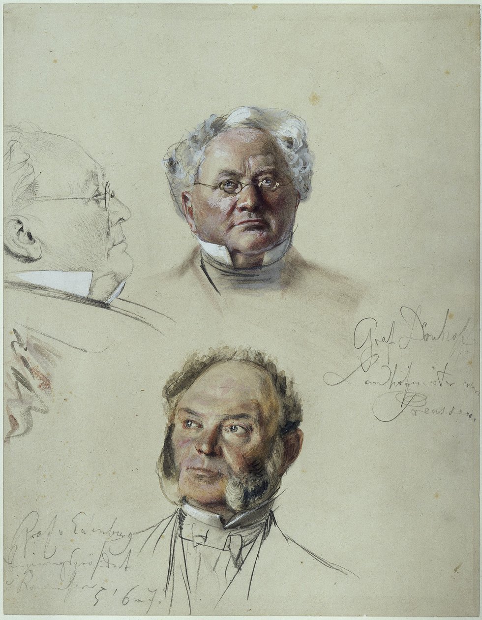 Le comte Eulenburg et le comte Dönhoff. Étude sur le tableau « Le couronnement de Guillaume Ier à Königsberg » - Adolph Menzel