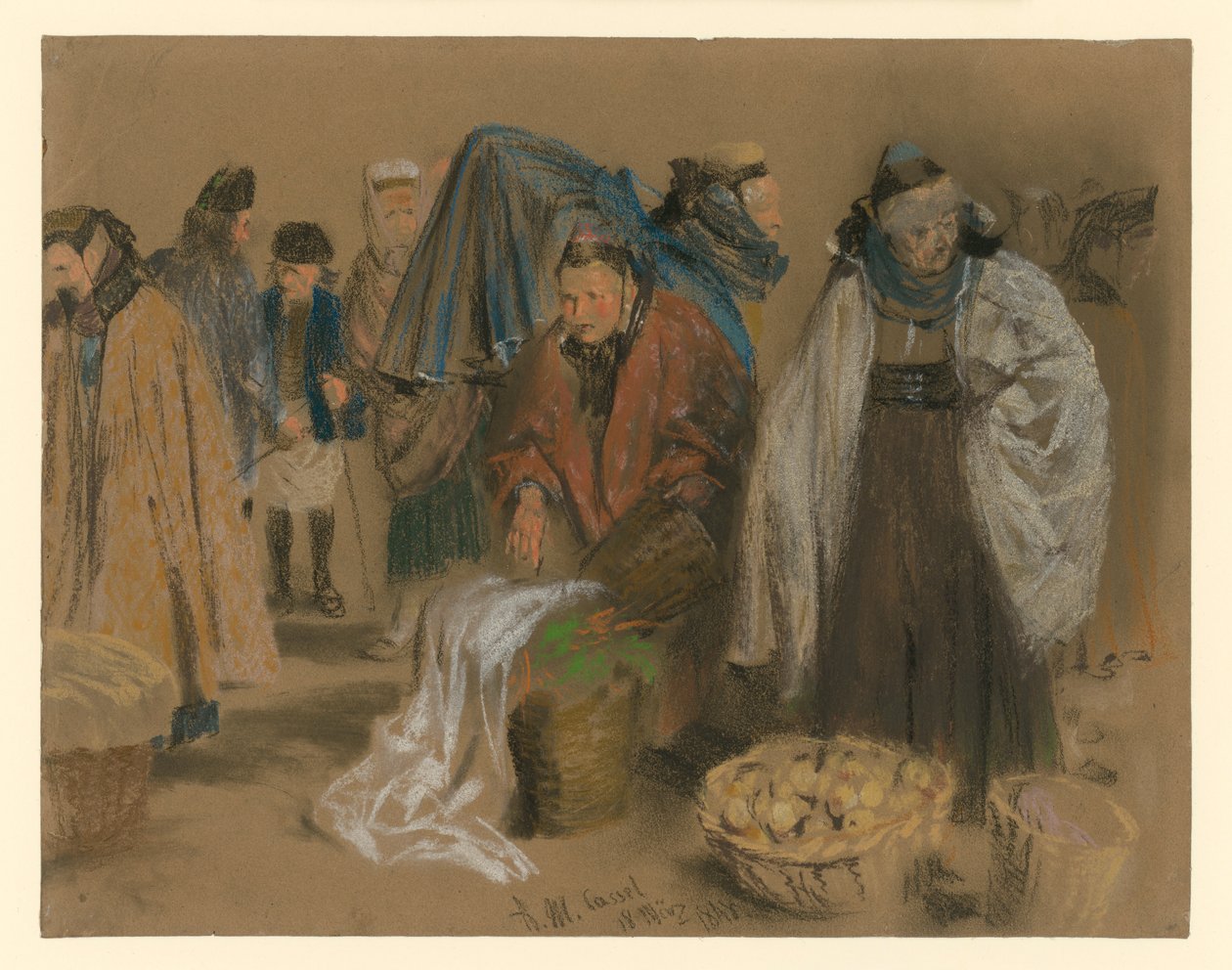 Des agriculteurs de Hesse au marché de Kassel - Adolph Menzel