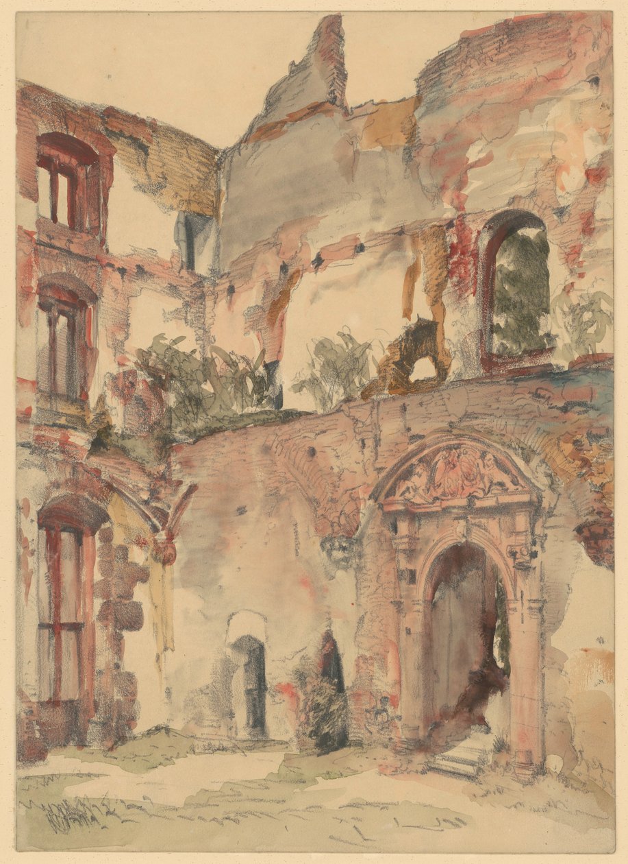 Dans les ruines du château de Heidelberg - Adolph Menzel