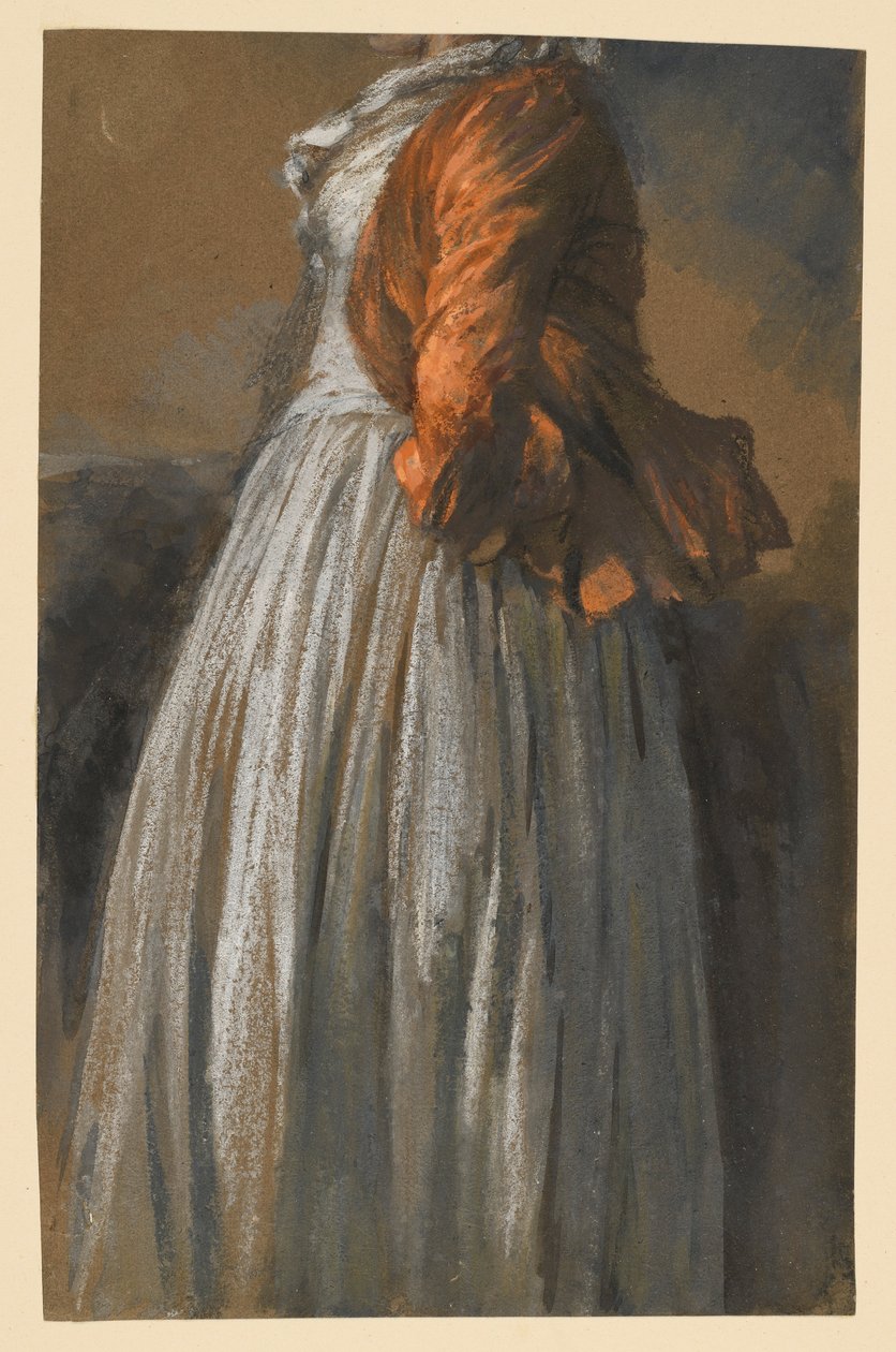 Étude de robe et de veste représentant un personnage féminin debout, tourné vers la droite - Adolph Menzel