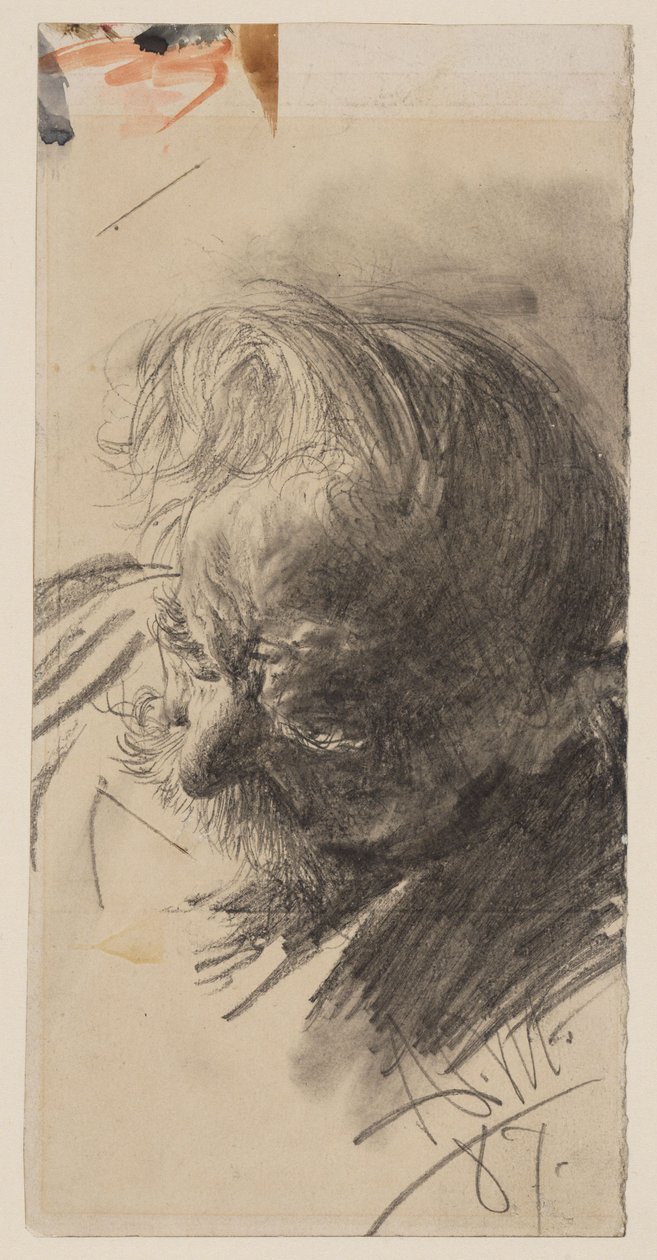 Étude de tête représentant un vieil homme barbu - Adolph Menzel