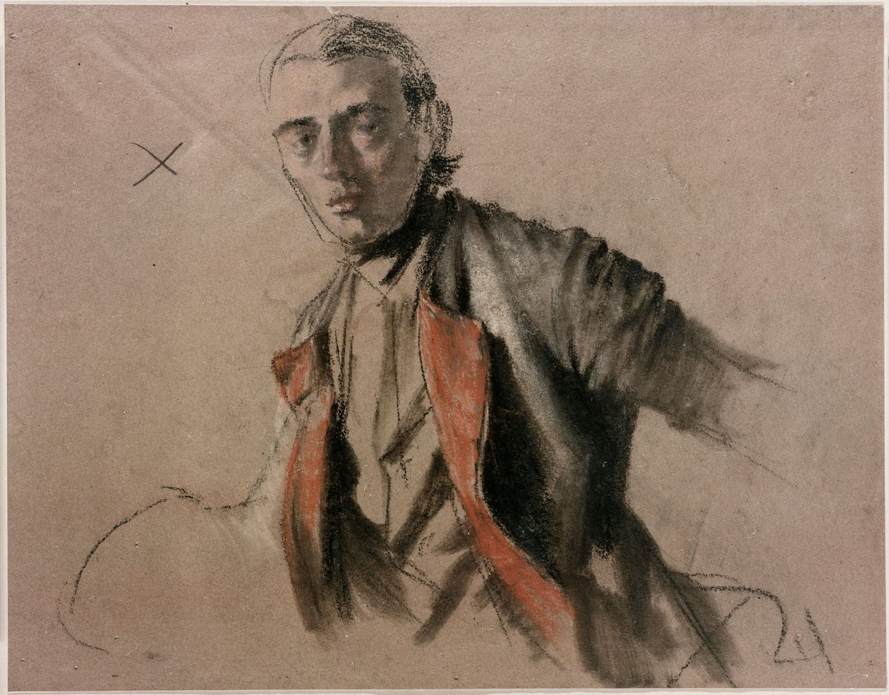 Étude de modèle (Richard Menzel) réalisée pour le général von Stille en vue du tableau « La Table ronde de Frédéric le Grand à Sanssouci » - Adolph Menzel
