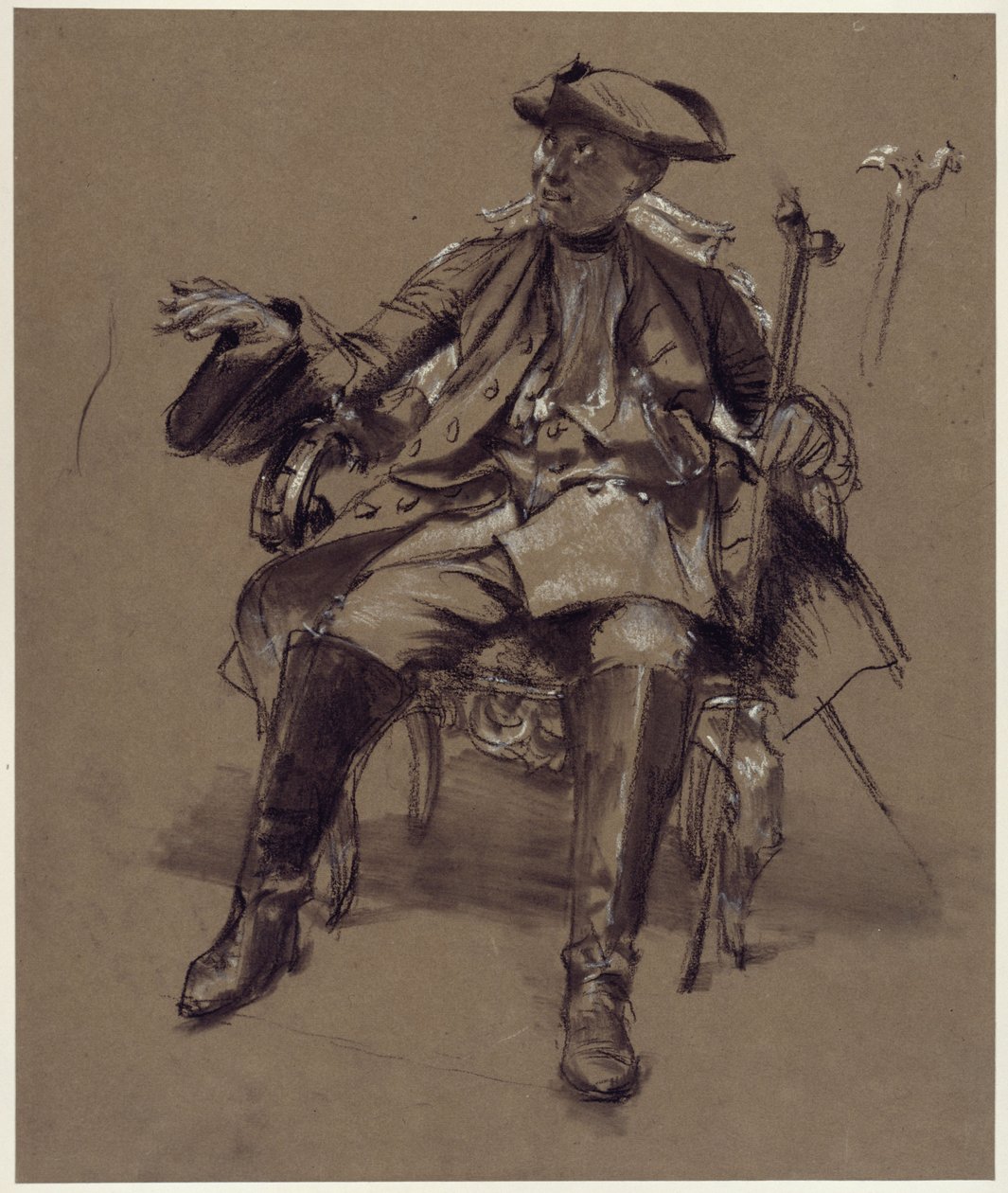 Étude de modèle représentant Frédéric Ier dans un fauteuil - Adolph Menzel