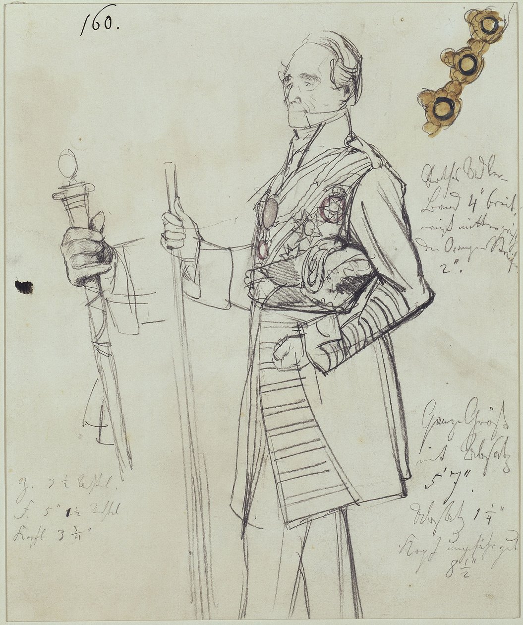 Grand maître des cérémonies Rudolf comte Stillfried-Alcantara. Étude pour le tableau « Couronnement de Guillaume Ier à Königsberg » - Adolph Menzel