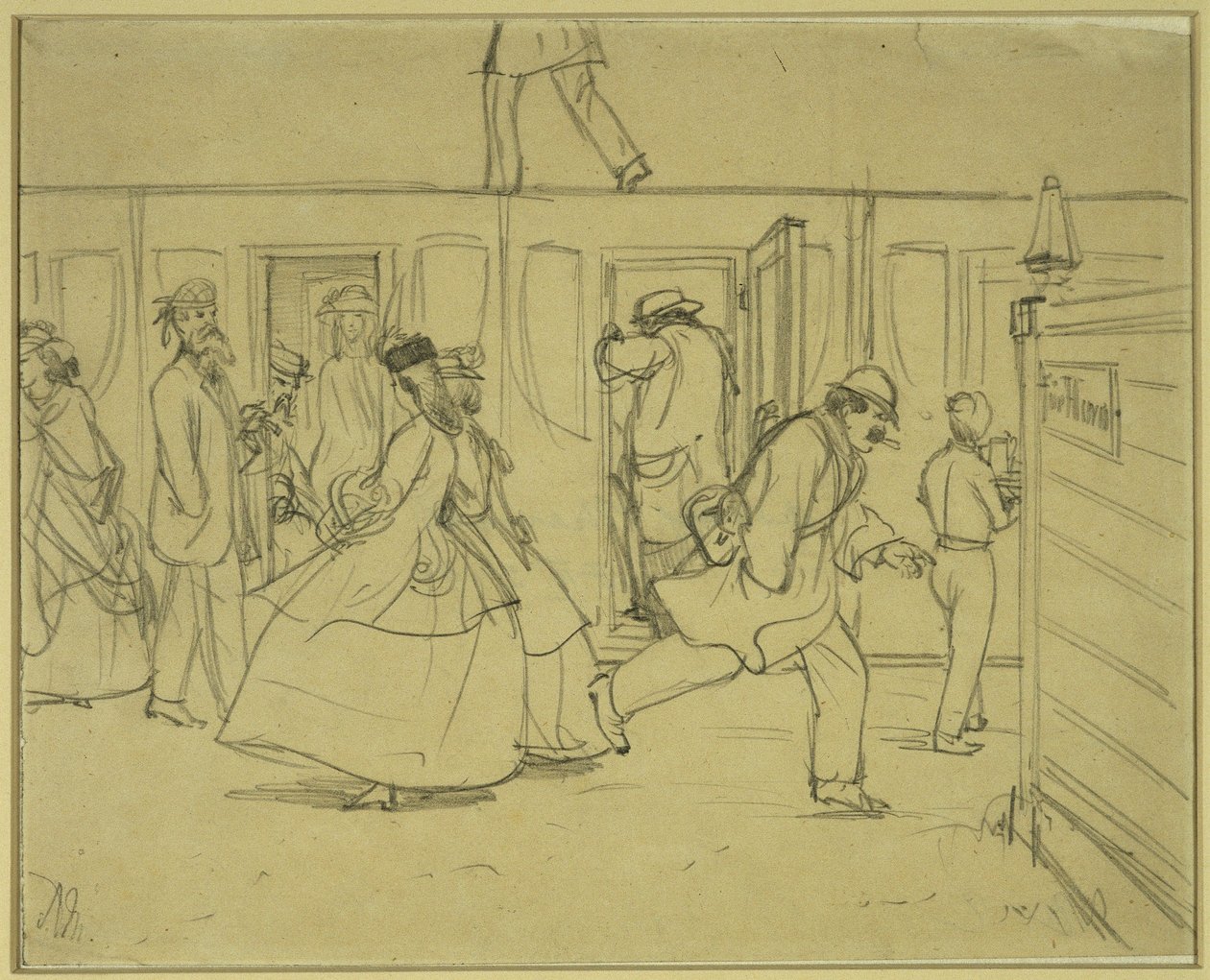 Voyageurs à la gare (« Pour messieurs ») - Adolph Menzel