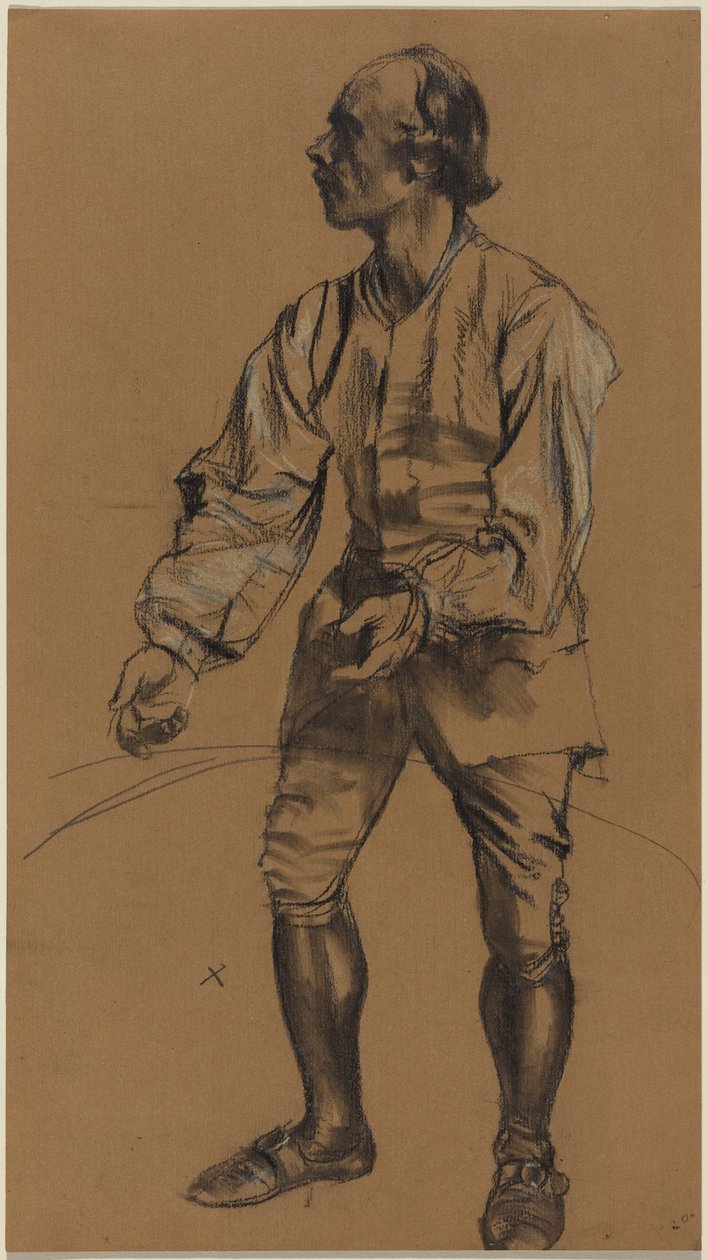 Richard Menzel posant en costume du XVIIIe siècle - Adolph Menzel