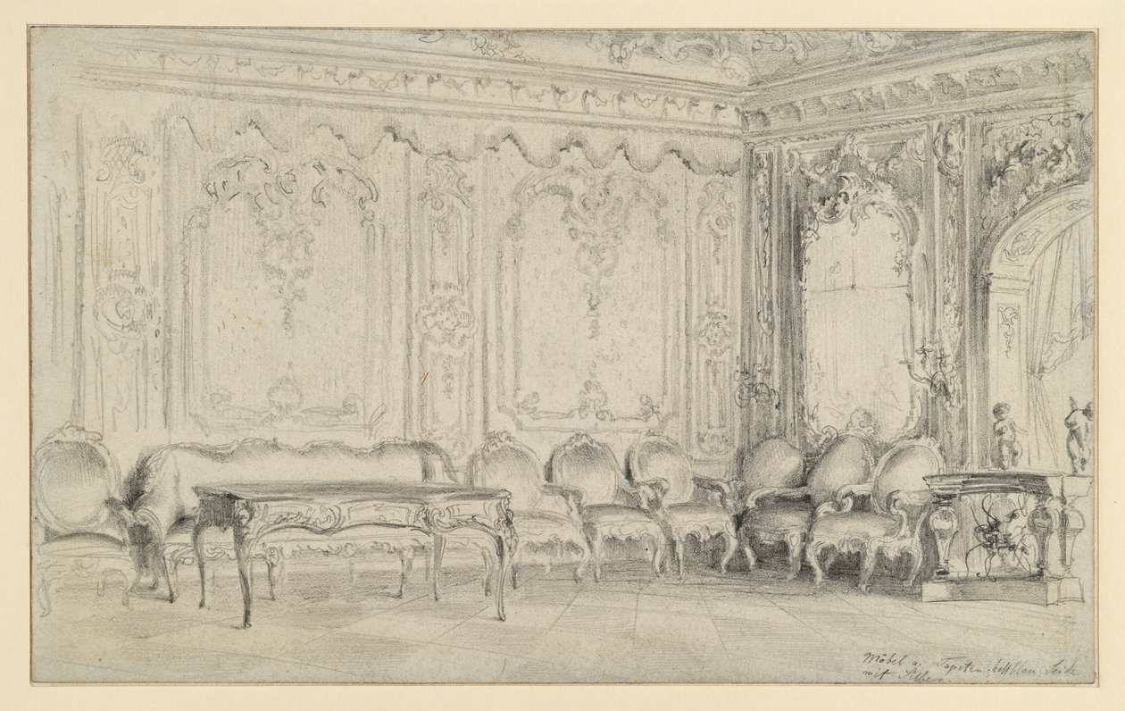 Chambre à coucher et bureau au château de Potsdam - Adolph Menzel