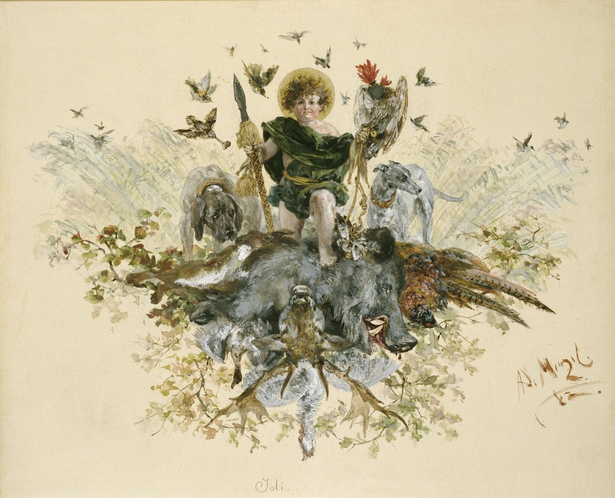 Vaisselle de table : plat à rôtir pour le gibier, orné de Saint-Hubert - Adolph Menzel