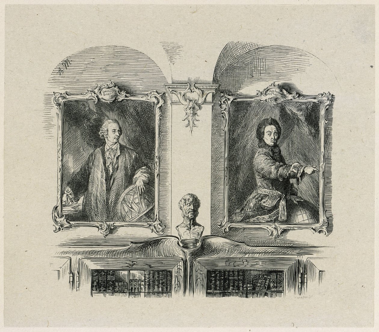 Les œuvres de Frédéric le Grand. Leonhard Euler et Pierre-Louis de Maupertuis - Adolph Menzel