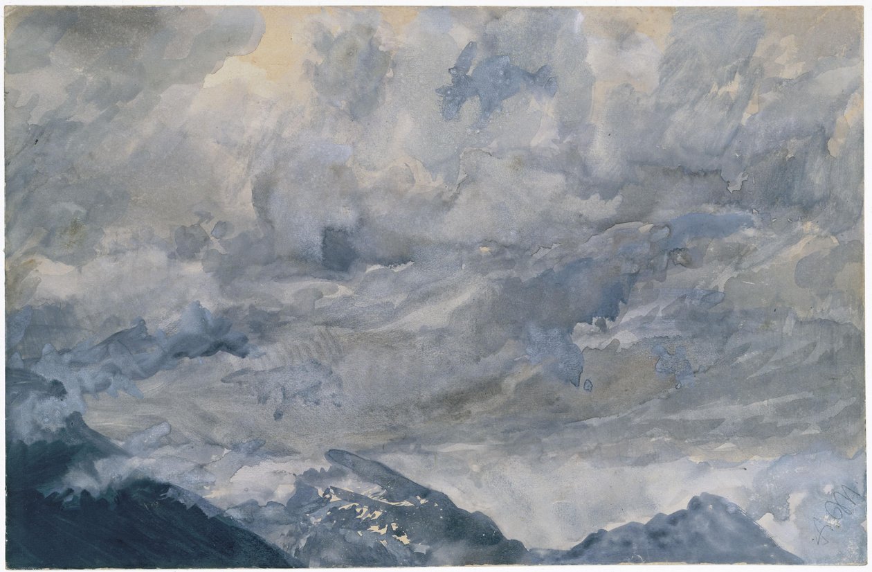 Ciel nuageux au-dessus des sommets - Adolph Menzel