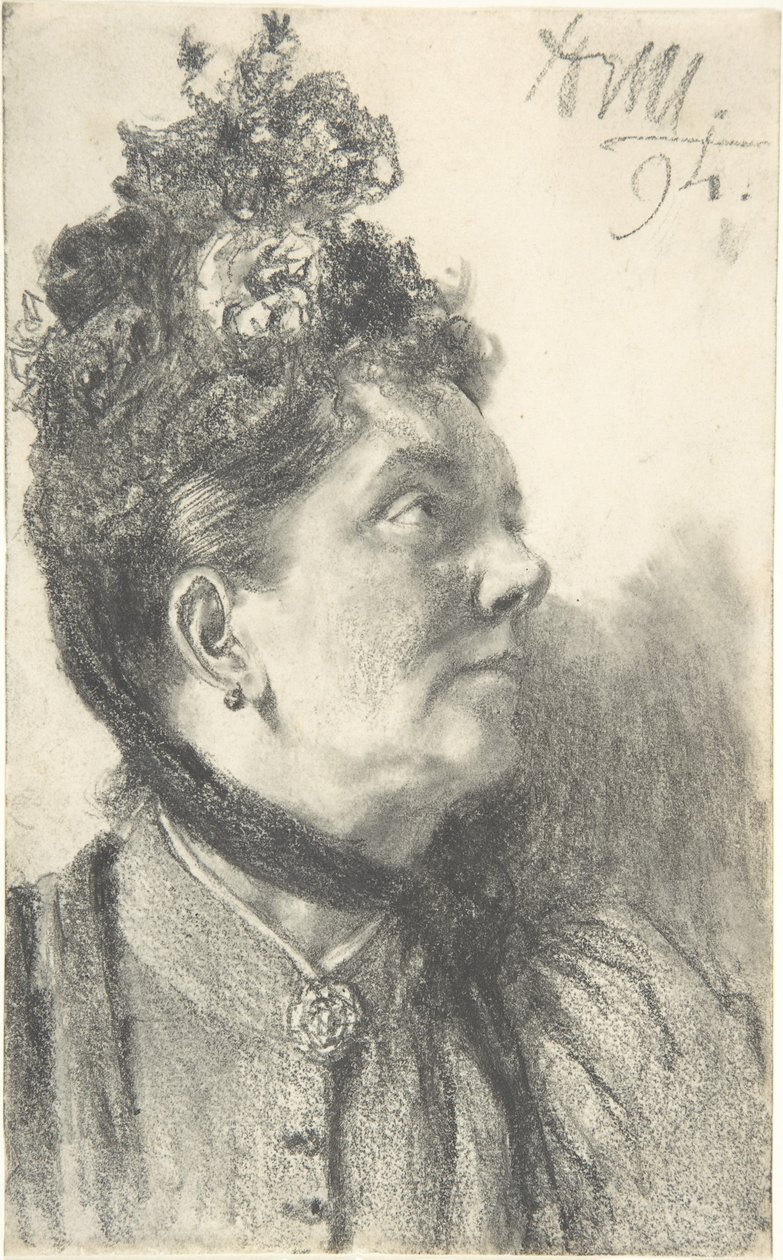 Femme portant un chapeau en velours froissé - Adolph Menzel