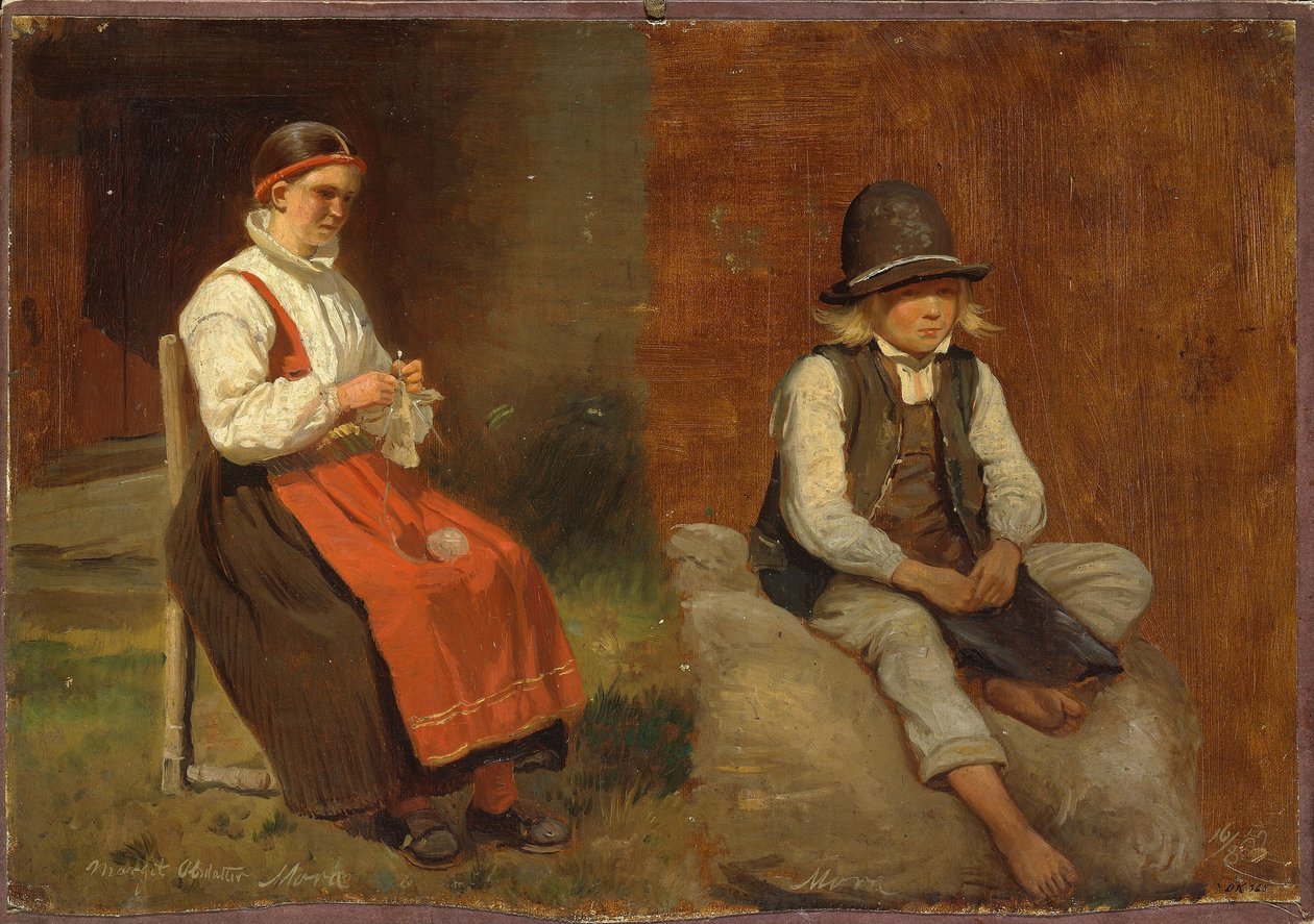 Études de figures réalisées à Mora, en Suède - Adolph Tidemand