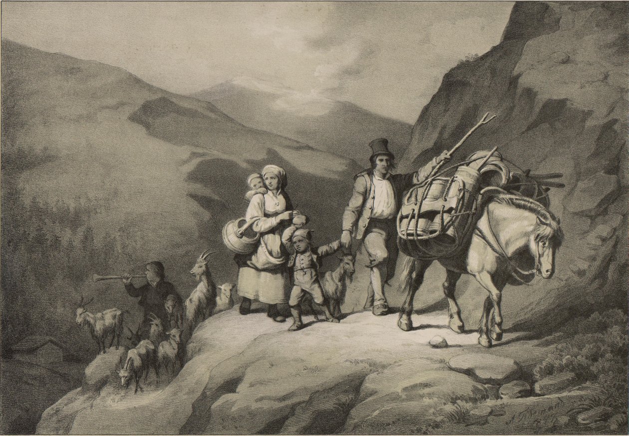 Illustration du livre Norge fremstillet i Tegninger par Asbjørnsen, P.Chr. et publié par Chr. Tønsberg (no, 1848) - Adolph Tidemand