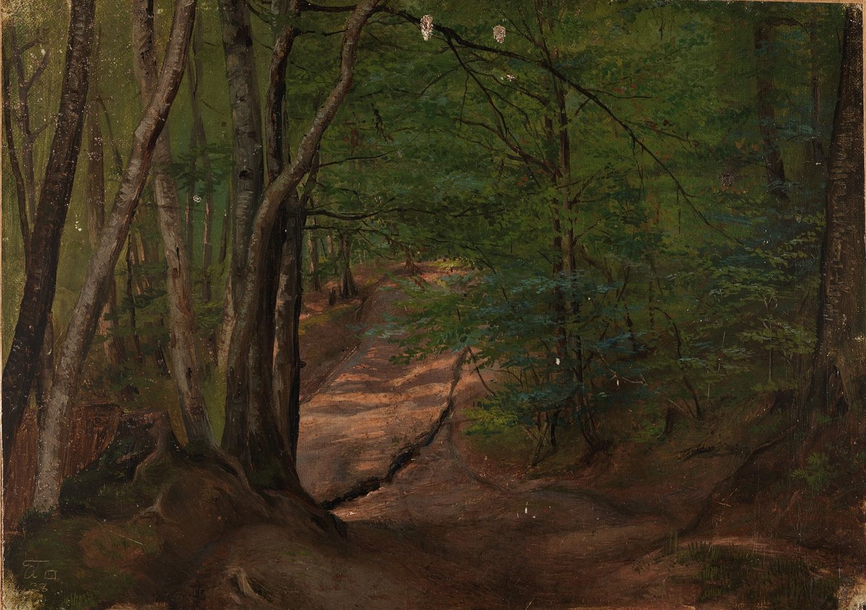 Route dans la forêt - Adolph Tidemand