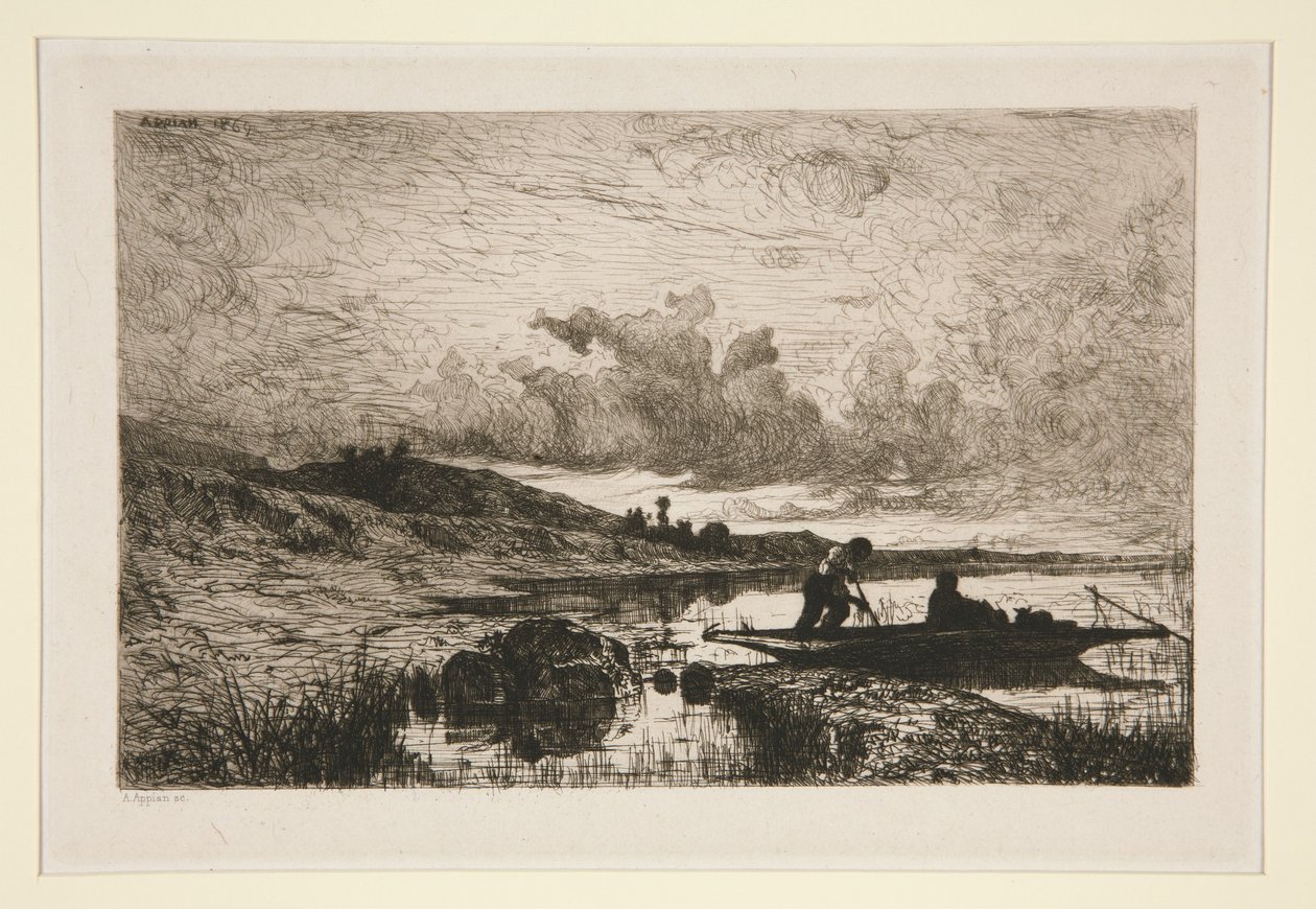 Un soir, bords du Rhône à Rix - Adolphe Appian