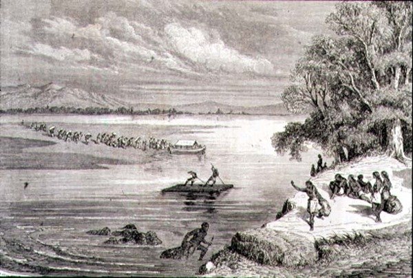 Traversée du fleuve Colorado dans les années 1860 - Adolphe Gusman