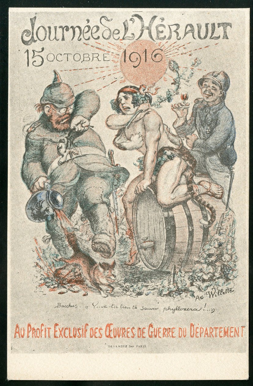 Carte postale, satirique en couleurs - Adolphe Leon Willette