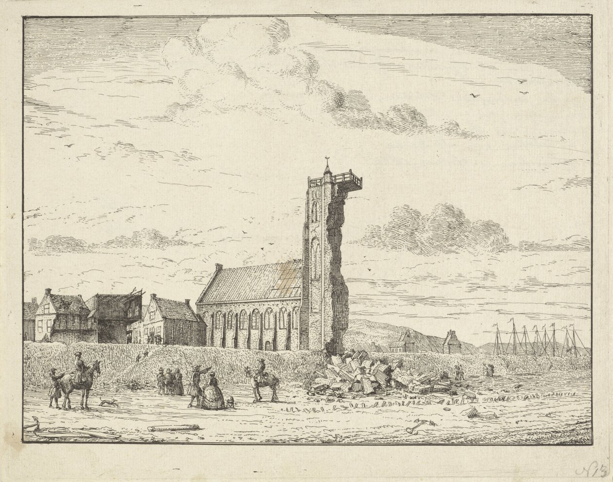 Tour effondrée à Egmond aan Zee, 1741 - Adriaan Spinder