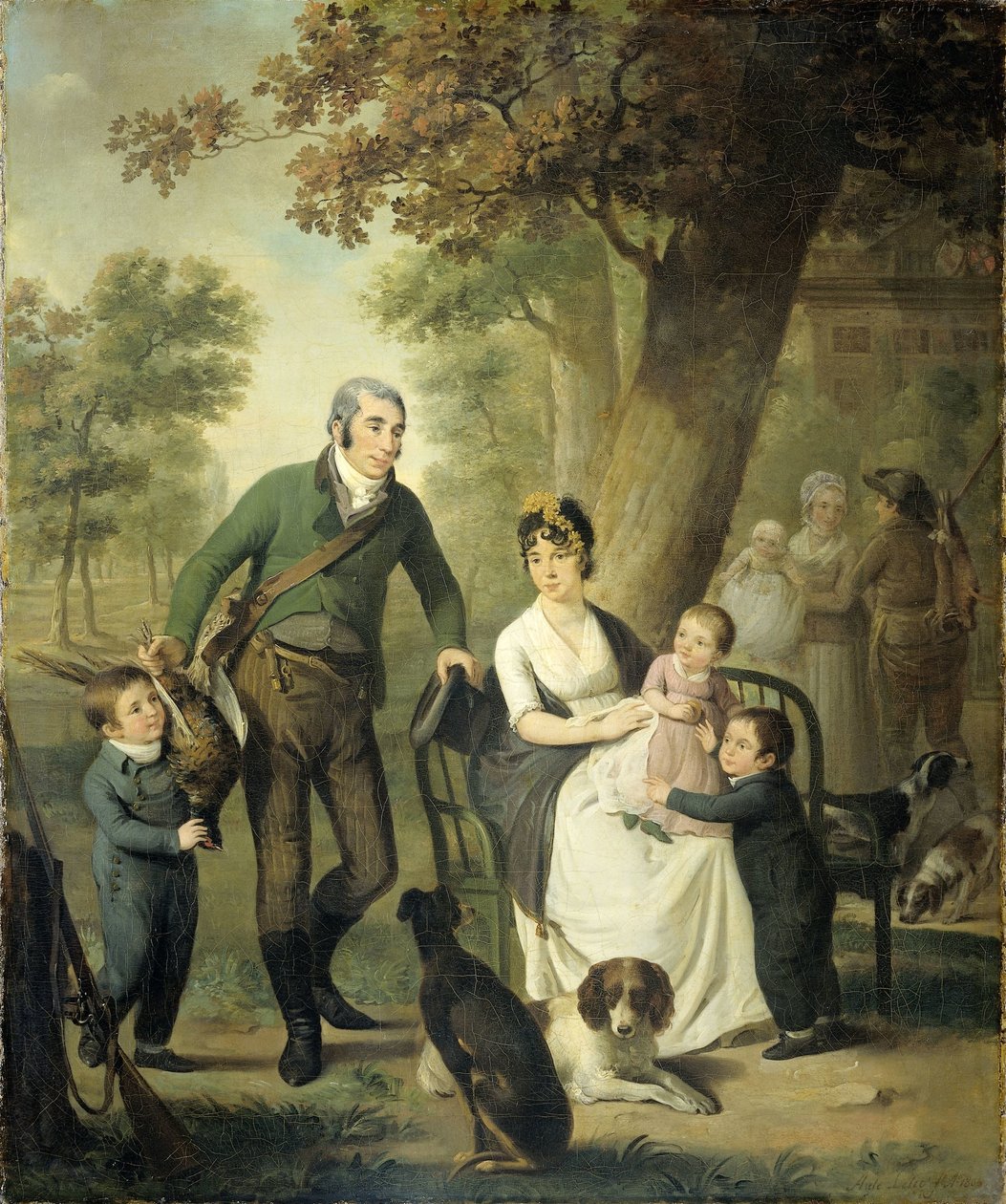 Jonkheer Gysbert Carel Rutger Reinier van Brienen van Ramerus (1771-1821), avec sa femme et quatre de leurs enfants - Adriaan de Lelie