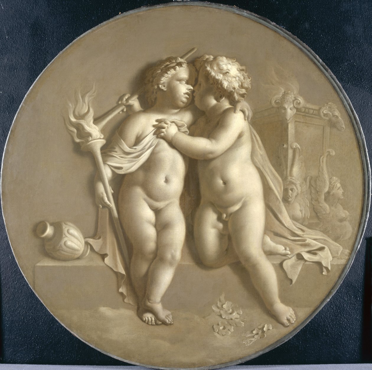 Deux putti avec les flammes de l