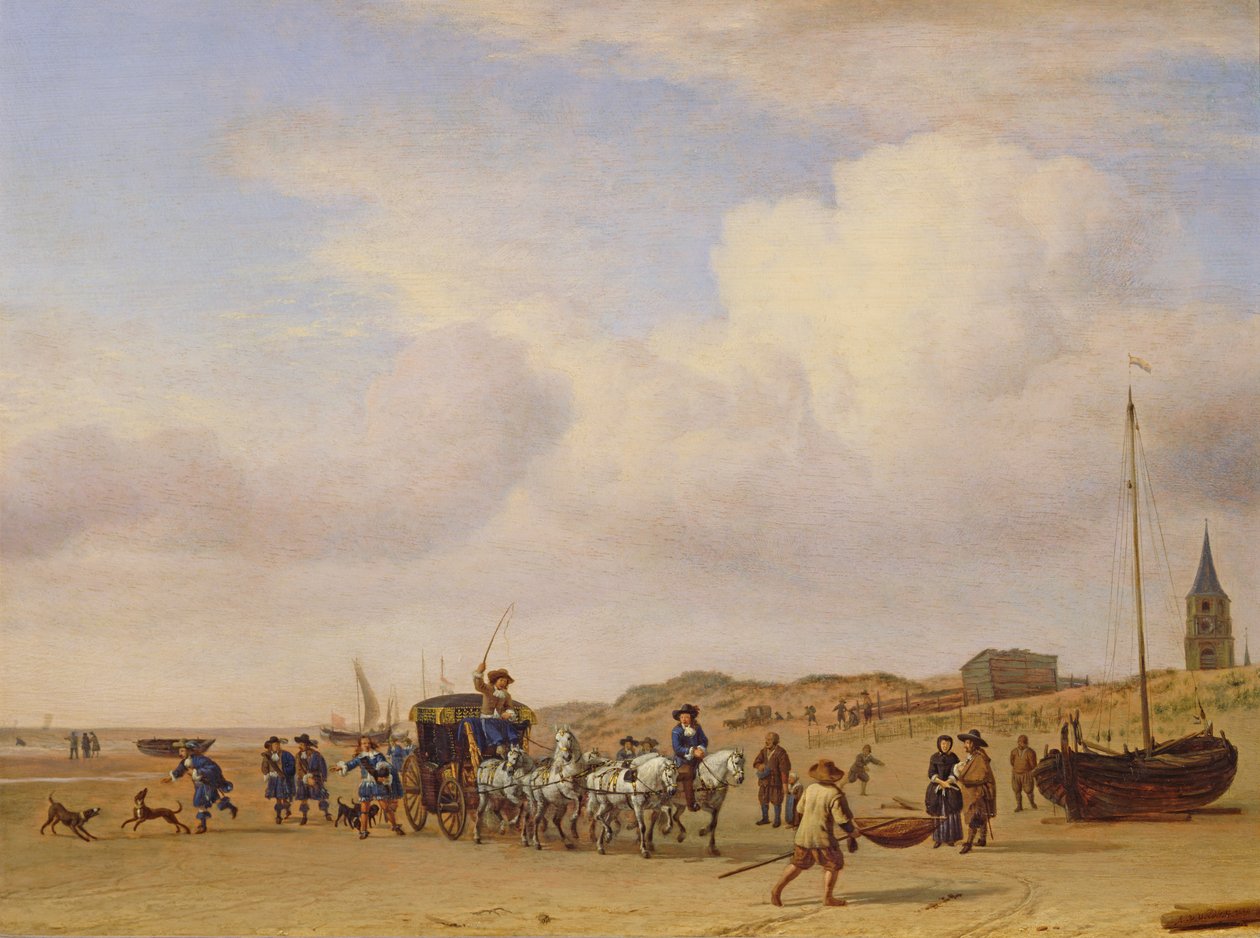 Noble Carrosse sur la plage de Scheveningen, 1660 - Adriaen van de Velde