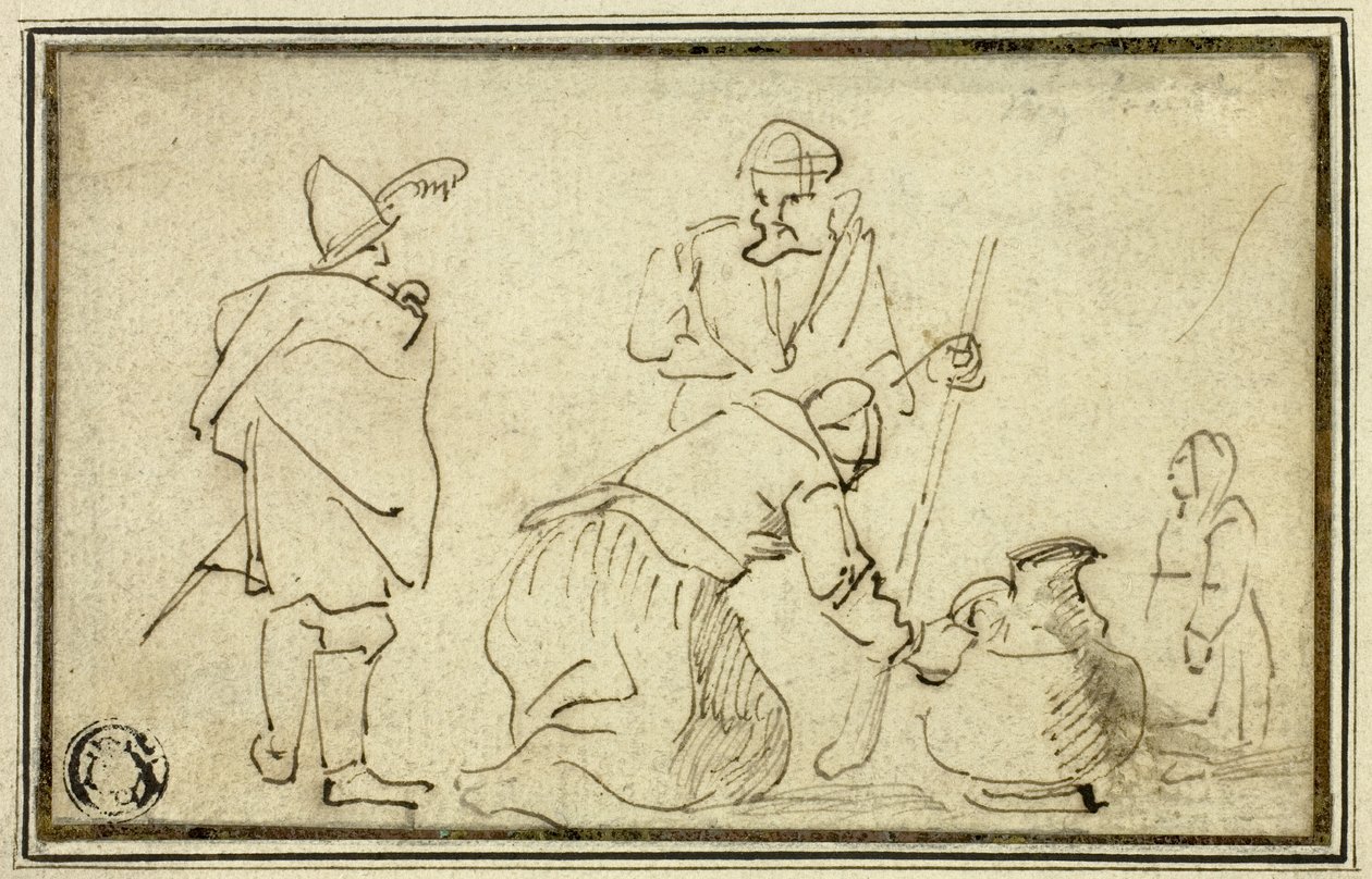 Deux soldats, une femme avec une cruche et un enfant - Adriaen Brouwer