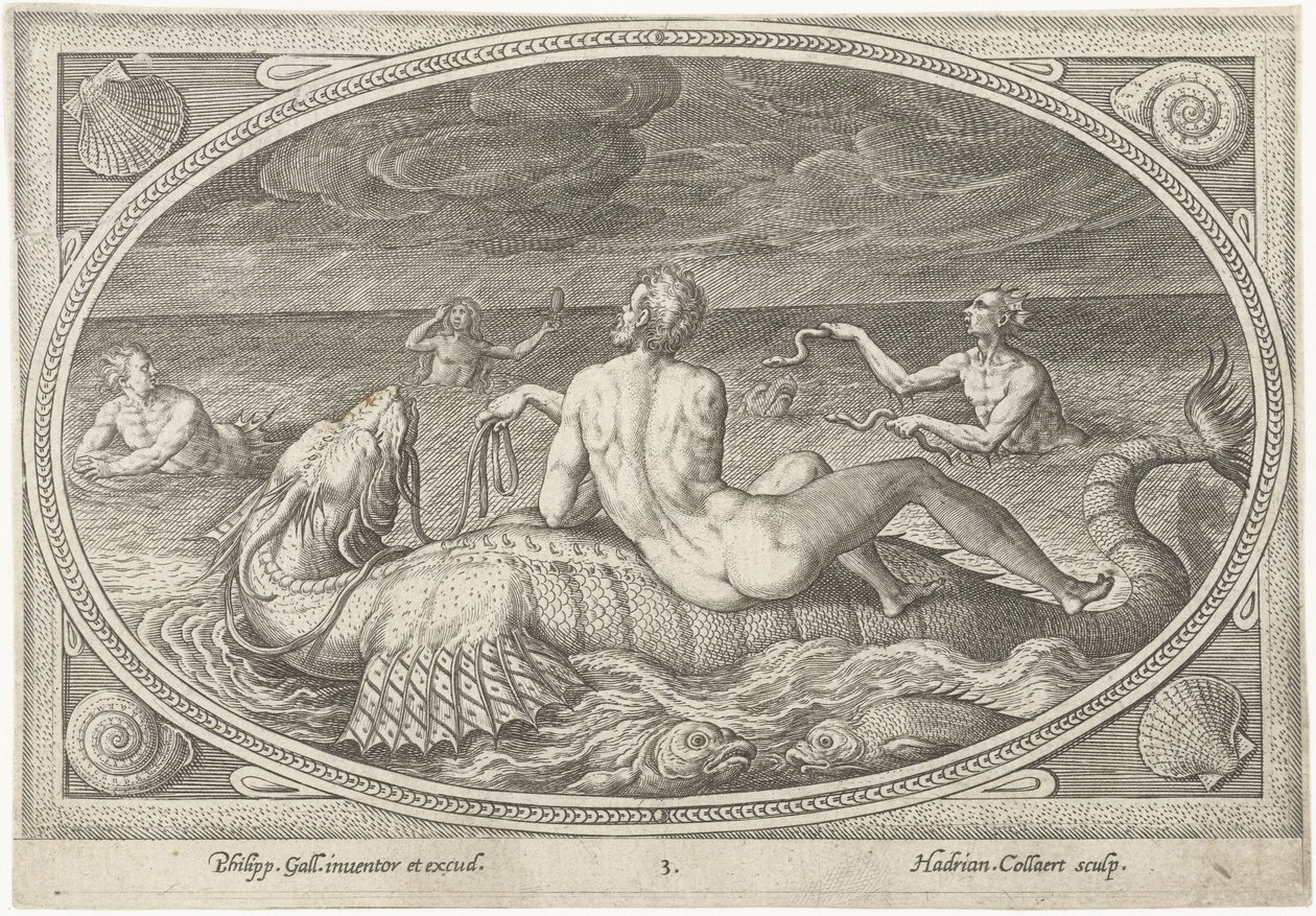 Acis sur un poisson (Dieux de la mer) - Adriaen Collaert