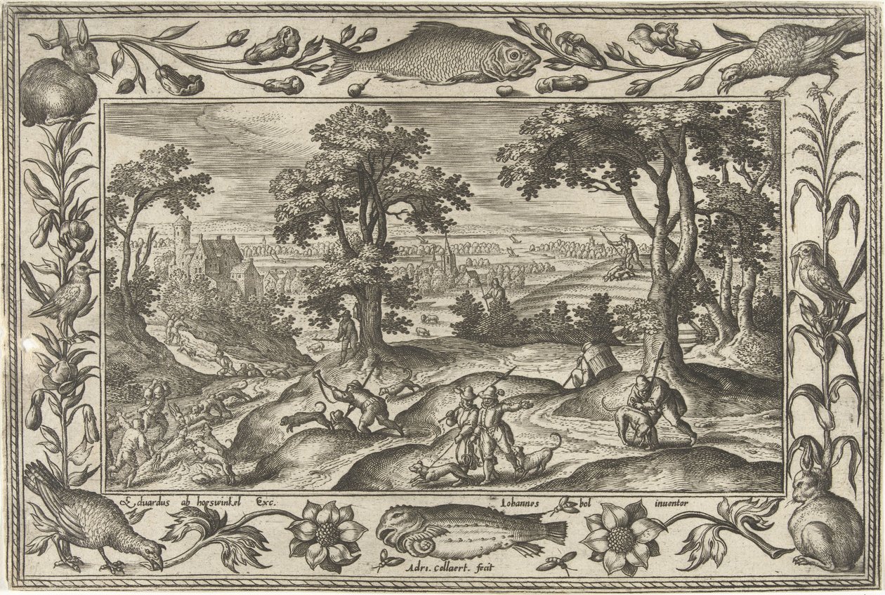 Chasse au lièvre (Landschappen met Bijbelse, mythologische scènes en jachttaferelen) - Adriaen Collaert