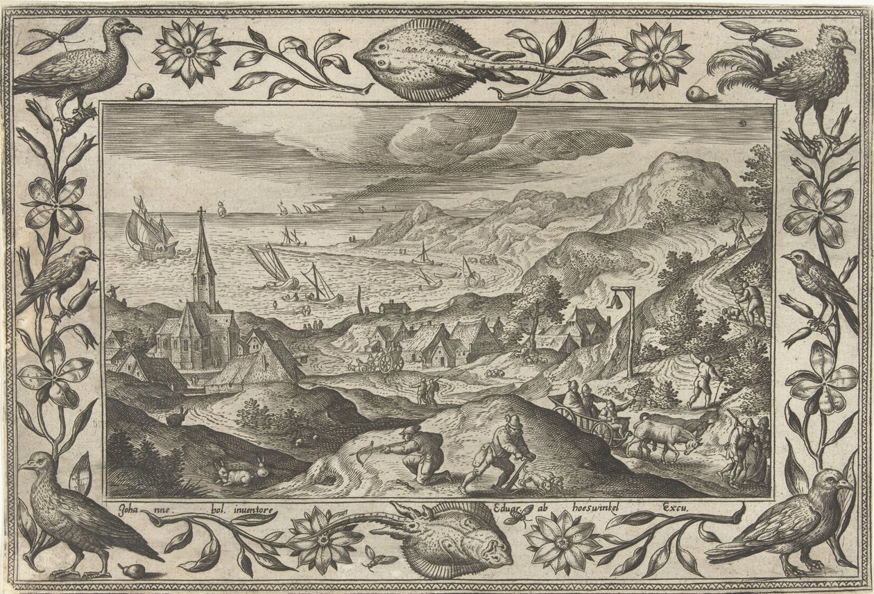 Chasse aux lapins (Landschappen met Bijbelse, mythologische scènes en jachttaferelen) - Adriaen Collaert