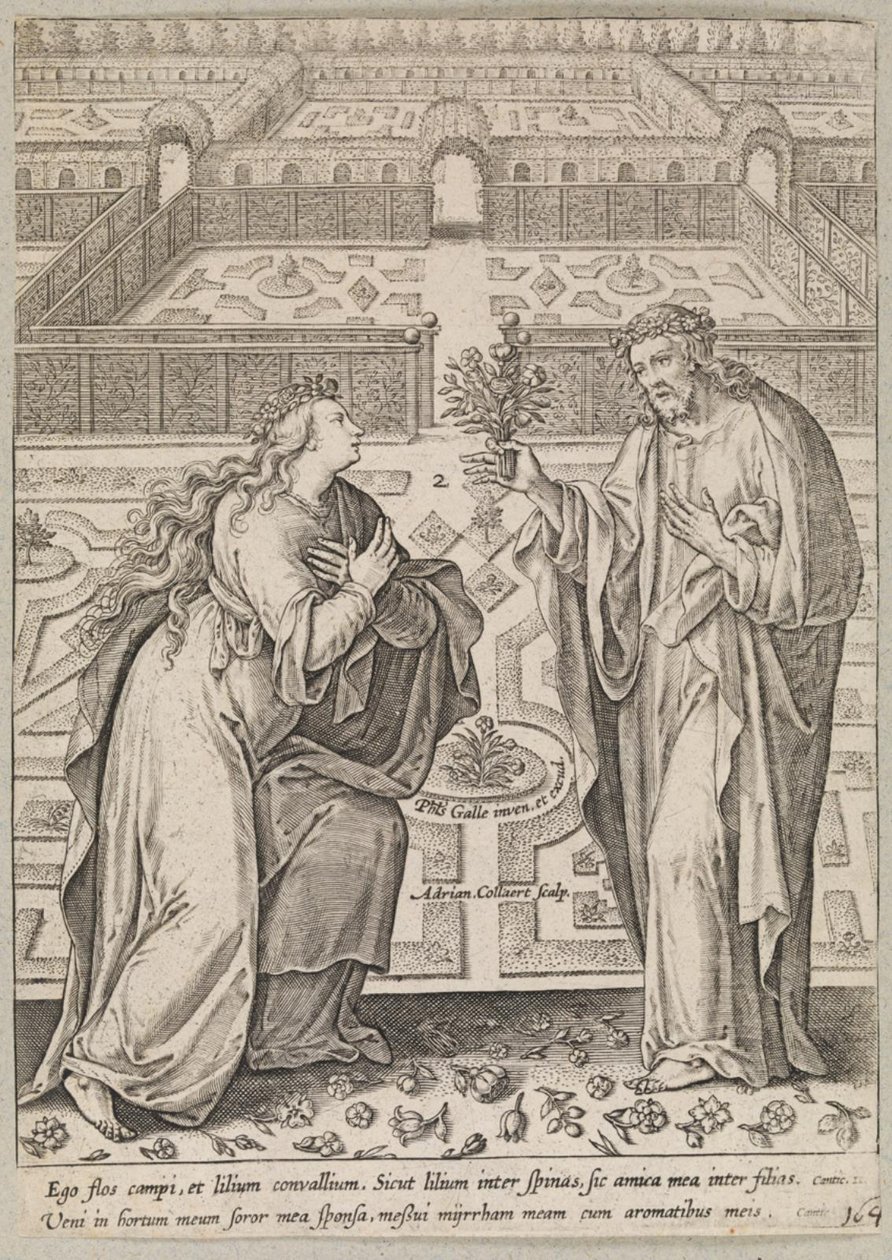 Le Christ et son épouse, Ecclesia, dans un jardin - Adriaen Collaert