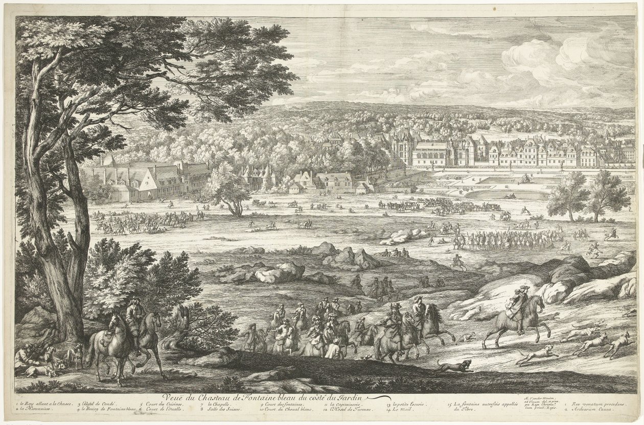 Vue du château de Fontainebleau (feuille de gauche) - Adriaen Frans Boudewyns