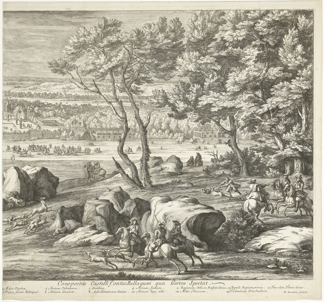 Vue du château de Fontainebleau (feuille de droite) - Adriaen Frans Boudewyns
