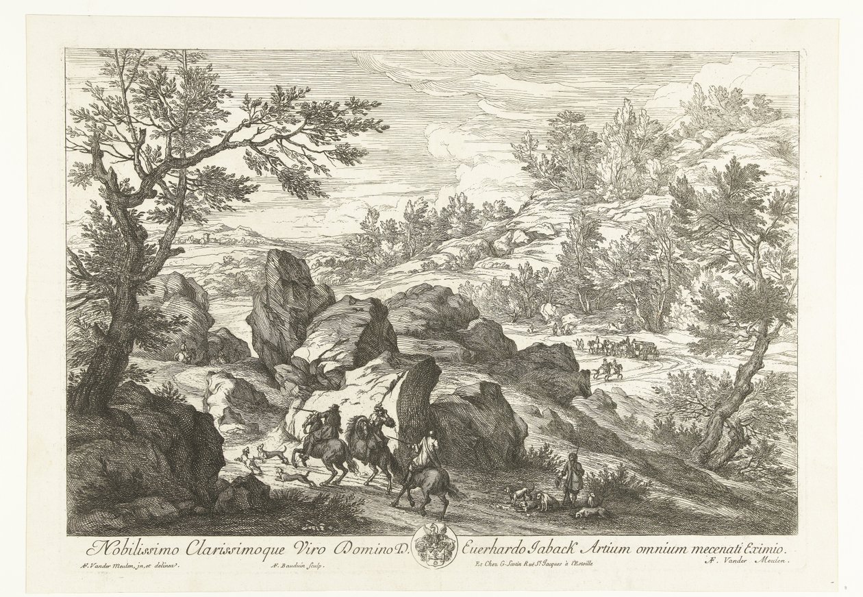 Paysage avec cavaliers près des rochers - Adriaen Frans Boudewyns