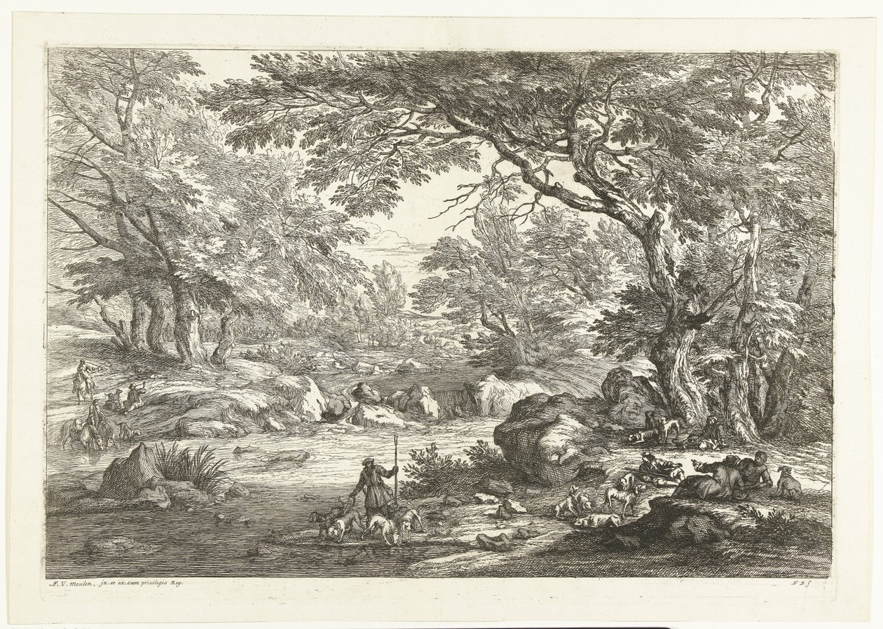 Paysage avec chasseurs au repos (Paysages avec chasseurs) - Adriaen Frans Boudewyns