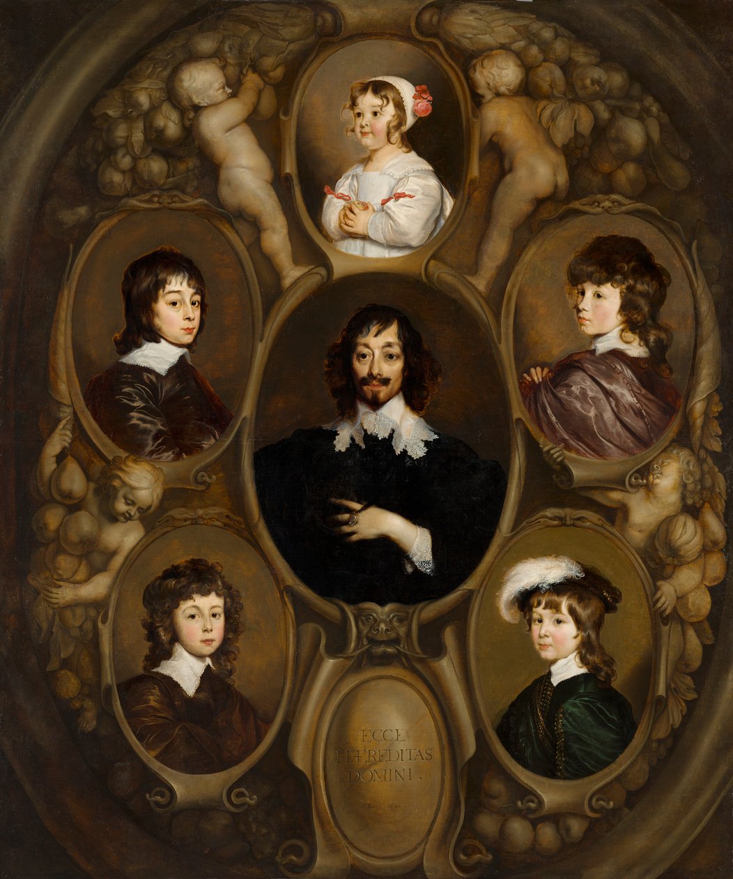 Portrait de Constantijn Huygens (1596-1687) et de ses cinq enfants - Adriaen Hanneman