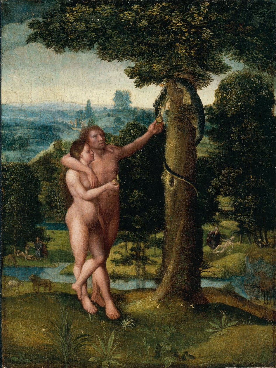 Adam et Eve, vers 1520 (huile sur bois de chêne) - Adriaen Isenbrandt or Isenbrant
