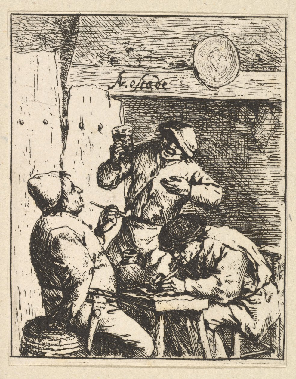 Chanteur debout entre deux fumeurs - Adriaen Jansz. van Ostade