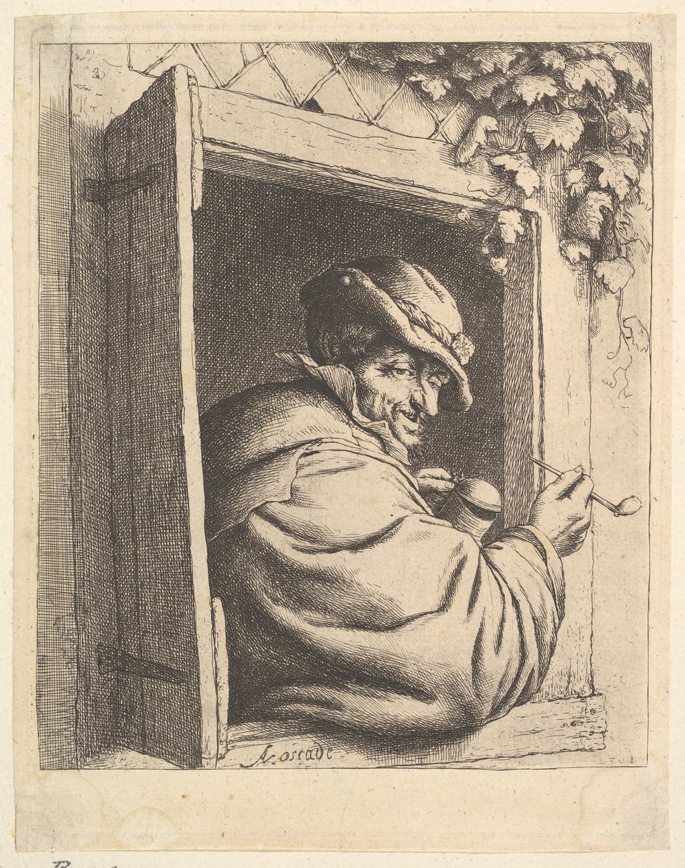 Fumeur à la fenêtre, 1610-85 - Adriaen Jansz. van Ostade