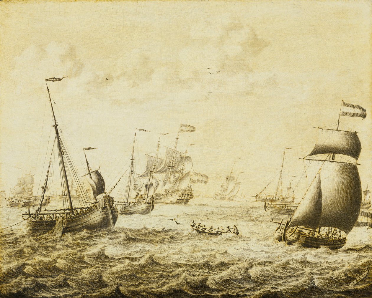 Pêche au hareng néerlandaise, fin du 17e siècle - Adriaen or Abraham Salm