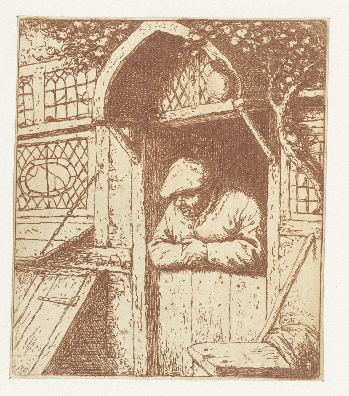 Paysans appuyés sur la porte - Adriaen van Ostade