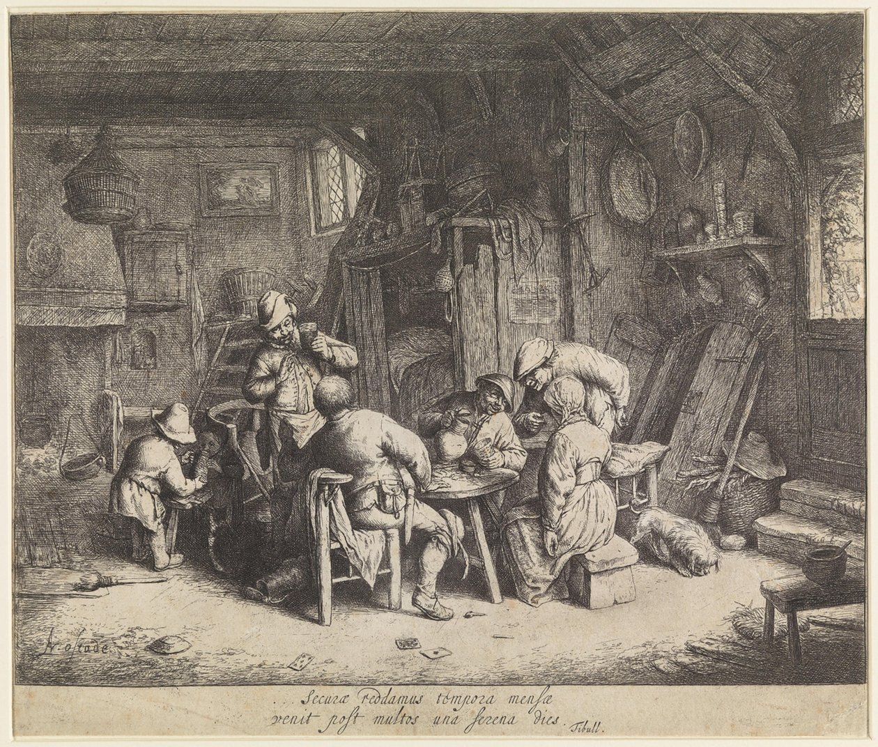 Des paysans en train de manger dans une auberge - Adriaen van Ostade