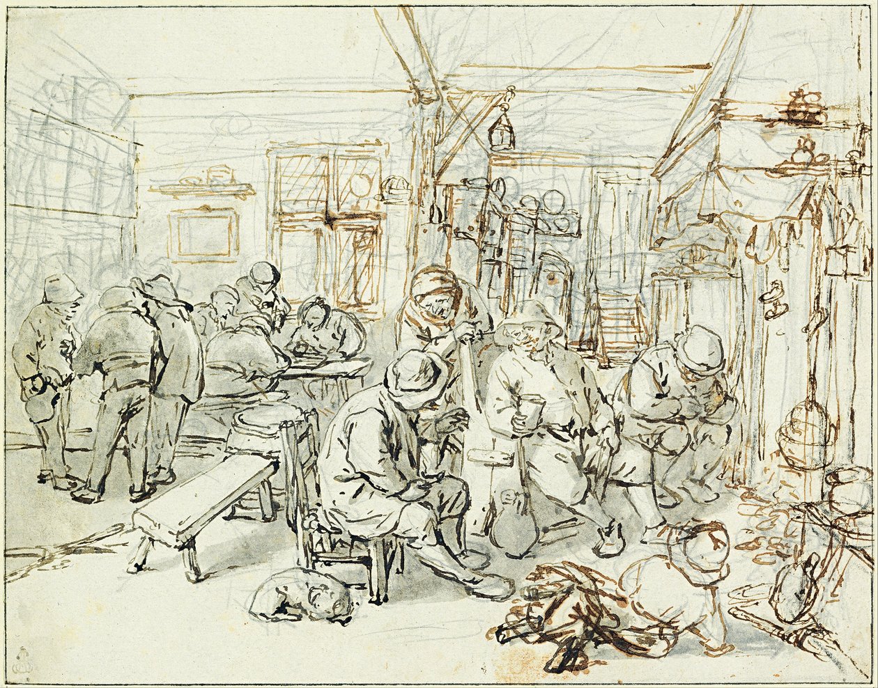Compagnie de paysans dans une taverne - Adriaen van Ostade