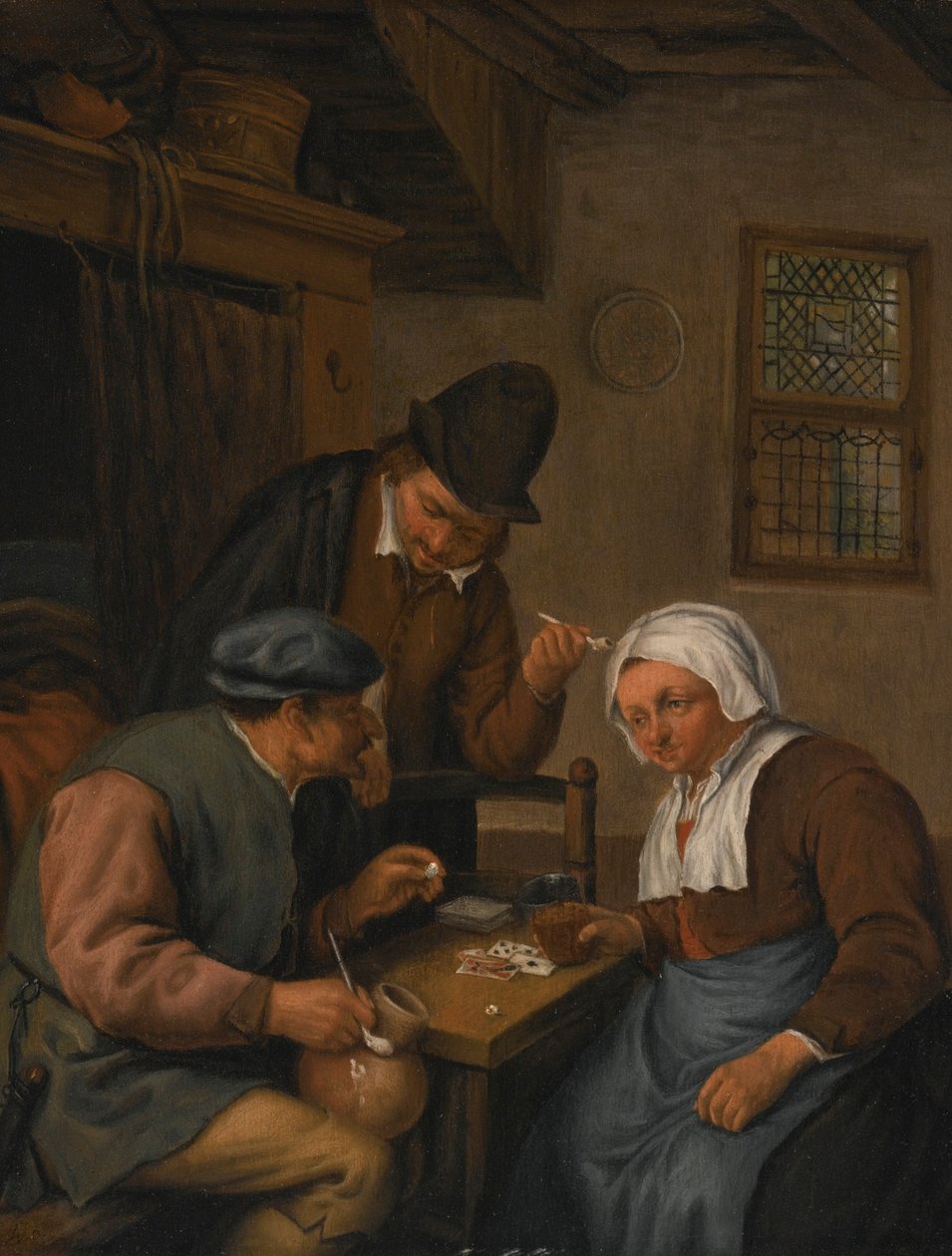 Intérieur avec des paysans jouant aux cartes - Adriaen van Ostade
