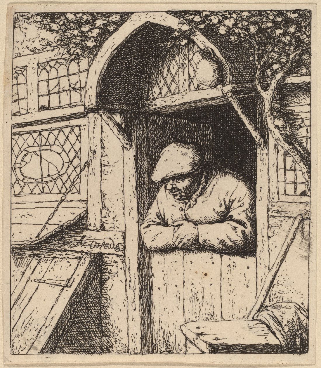 Paysanne appuyée sur sa porte - Adriaen van Ostade