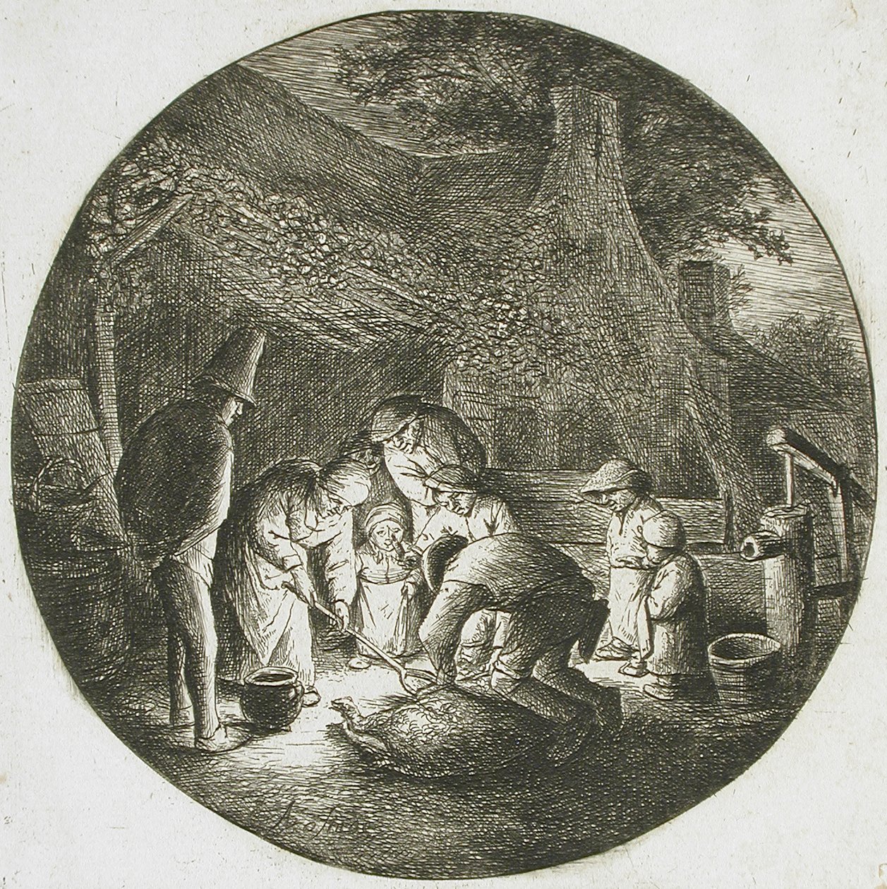 Paysans tuant un cochon - Adriaen van Ostade